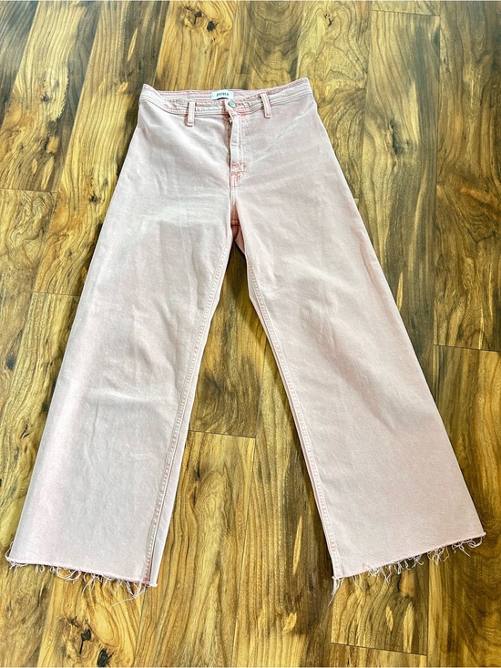 pistola Denim - Pistola Penny Crop Light Pink Wide Leg Jeans Sz 27 US 4 High Rise Raw Hem